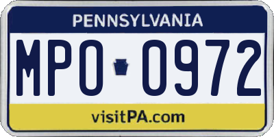 PA license plate MPO0972