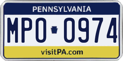 PA license plate MPO0974