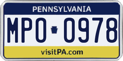 PA license plate MPO0978