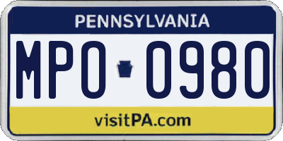 PA license plate MPO0980