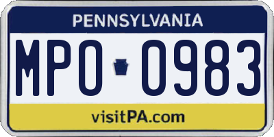 PA license plate MPO0983