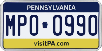 PA license plate MPO0990