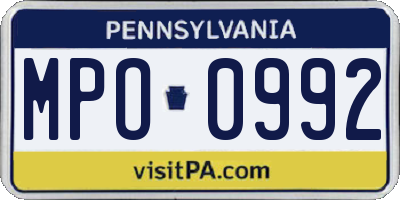 PA license plate MPO0992