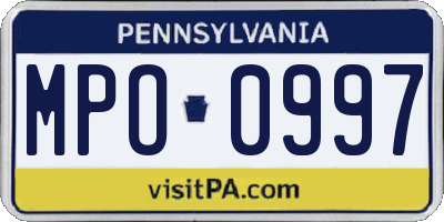 PA license plate MPO0997
