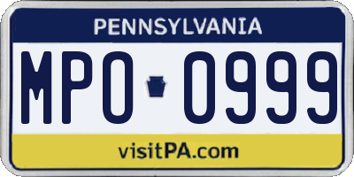 PA license plate MPO0999