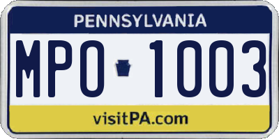 PA license plate MPO1003