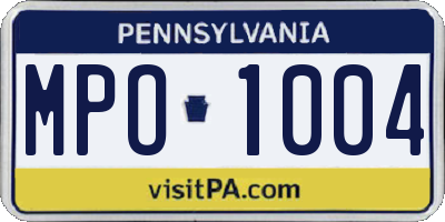 PA license plate MPO1004