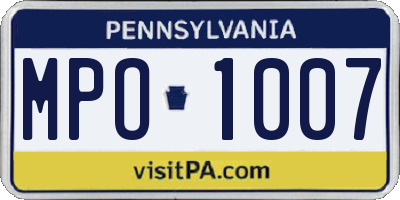 PA license plate MPO1007
