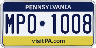 PA license plate MPO1008