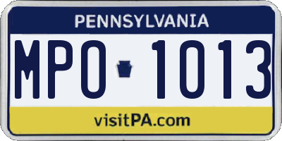 PA license plate MPO1013