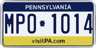PA license plate MPO1014