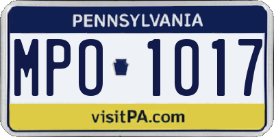 PA license plate MPO1017