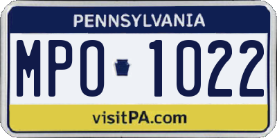 PA license plate MPO1022