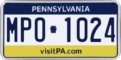 PA license plate MPO1024