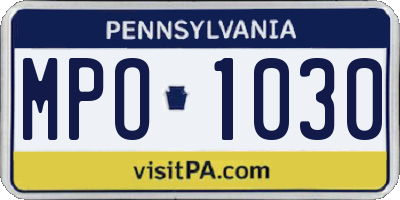 PA license plate MPO1030
