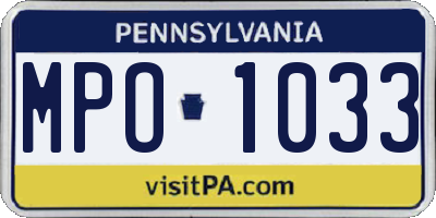 PA license plate MPO1033