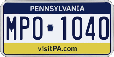 PA license plate MPO1040