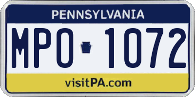 PA license plate MPO1072