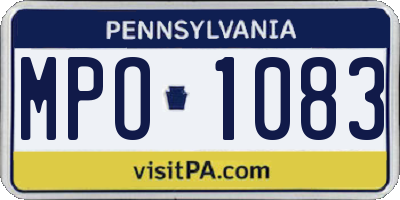 PA license plate MPO1083