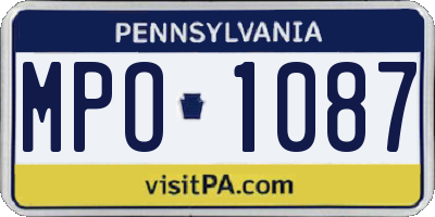 PA license plate MPO1087