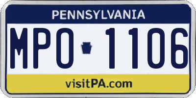 PA license plate MPO1106