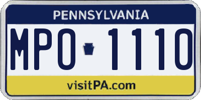 PA license plate MPO1110