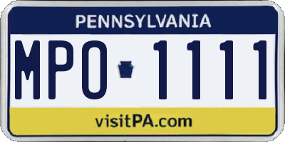 PA license plate MPO1111
