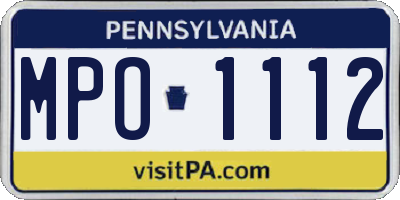 PA license plate MPO1112
