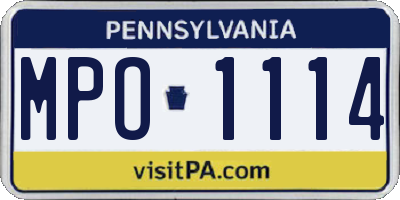PA license plate MPO1114