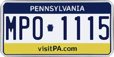 PA license plate MPO1115