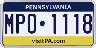 PA license plate MPO1118