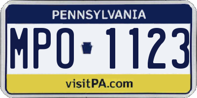 PA license plate MPO1123