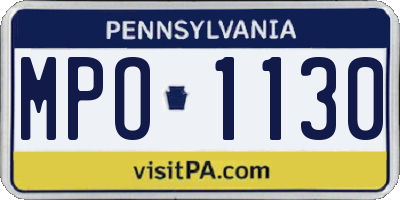PA license plate MPO1130