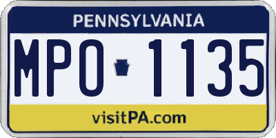 PA license plate MPO1135