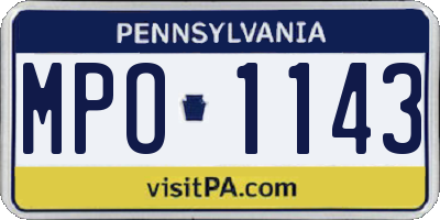 PA license plate MPO1143