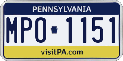 PA license plate MPO1151