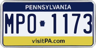 PA license plate MPO1173