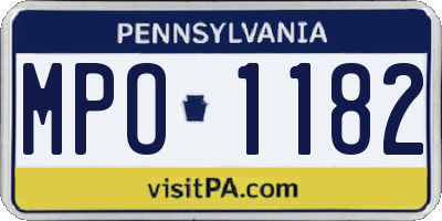 PA license plate MPO1182