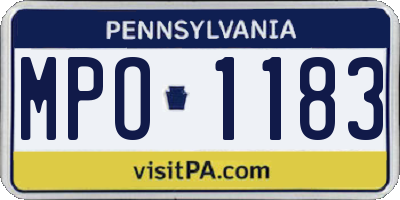 PA license plate MPO1183