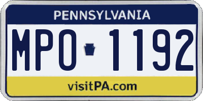 PA license plate MPO1192