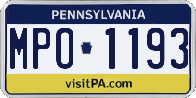 PA license plate MPO1193