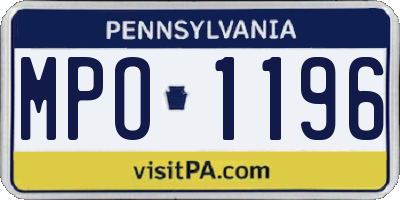 PA license plate MPO1196