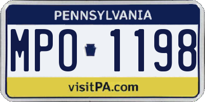 PA license plate MPO1198