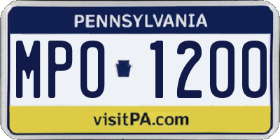 PA license plate MPO1200