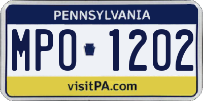 PA license plate MPO1202