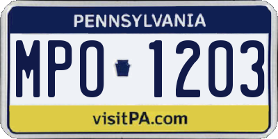 PA license plate MPO1203