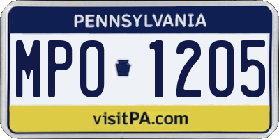 PA license plate MPO1205