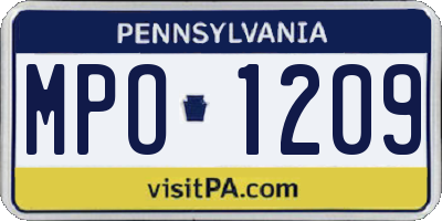 PA license plate MPO1209
