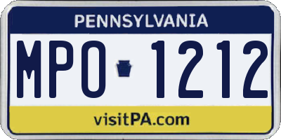 PA license plate MPO1212