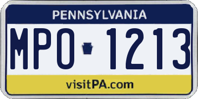PA license plate MPO1213